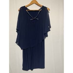 MSK Blue Sheer Overlay Dress Size M sleeveless Condition Pre-owned